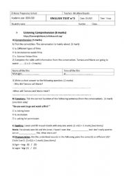 English Worksheet: Mid- term test 2 8th form