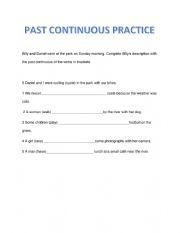 English Worksheet: PAST CONTINUOUS PRACTICE
