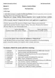 English Worksheet: The Brain Drain