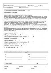 English Worksheet: test project explore 1