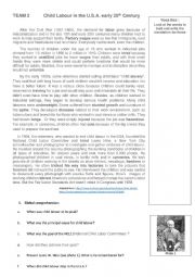 English Worksheet: Child labour in the USA, TEAM 2