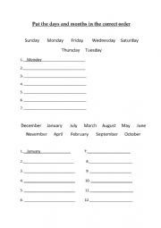 English Worksheet: Days and months