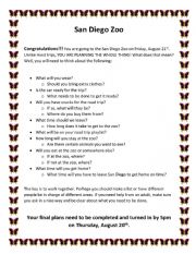 English Worksheet: San Diego Zoo Presentation