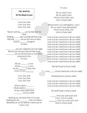 English Worksheet: ALL YOU NEED IS LOVE