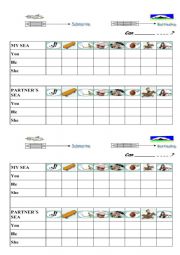 English Worksheet: Battleships pairwork game to practise Can you/he/she...questions