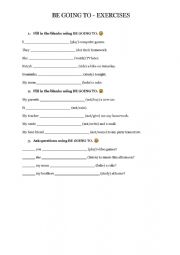 English Worksheet: Going to simple exercise