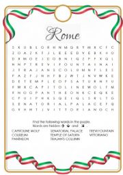English Worksheet: Rome Wordsearch