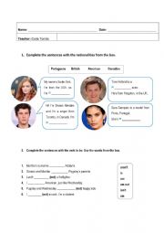 Nationalities, months and verb To BE