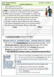 English Worksheet: Linking words: Cause and Effect