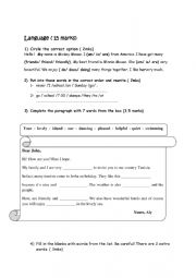 English Worksheet: exam 7th form test 1