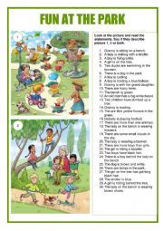 English Worksheet: Picture description - Fun at the park