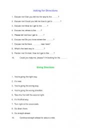 English Worksheet: ask and give directions