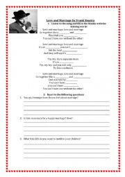 English Worksheet: love and marriage song 