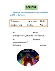 English Worksheet: Greeting