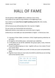 English Worksheet: hall of fame