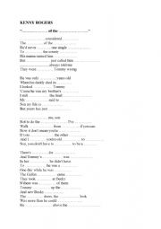 English Worksheet: The Coward Of the County: song by Kenny Rogers/ Fill in the blanks
