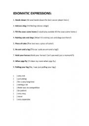 English Worksheet: Idiomatic Expressions