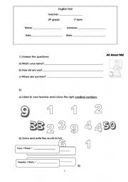 English Worksheet: 4th grade End of term test