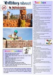 English Worksheet: Talking or Writing about CHILD LABOUR + vocabulary