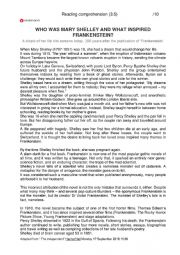 English Worksheet: Reading comprhension:Who was Mary Shelley?
