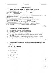 English Worksheet: A Review test about modals and sports vocabulary