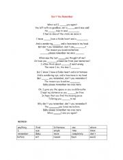 English Worksheet: Dont you remember