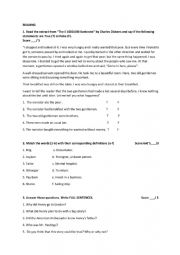 English Worksheet: A Christmas Carol EXAM by Charles Dickens (Black Cat)