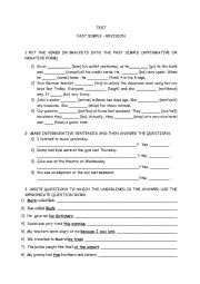 past simple worksheet