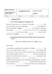 English Worksheet: End of Term Test 1 (7th form)