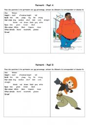 English Worksheet: Pairwork - Physical description