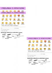 English Worksheet: HOW DO YOU FEEL TODAY?