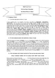 English Worksheet: Mid-Term Test 2 (7th form)