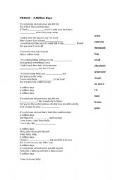 English Worksheet: Prince -  A Million Days