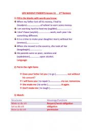 English Worksheet: Lesson 11 : life without parents