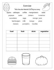 English Worksheet: food 