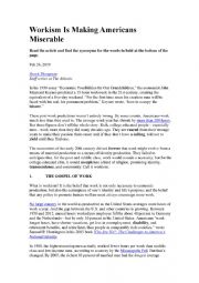 English Worksheet: The Religion of Workism