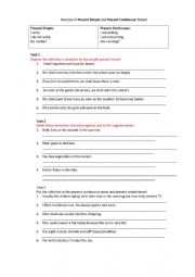 revision of present simple and present continuous tense