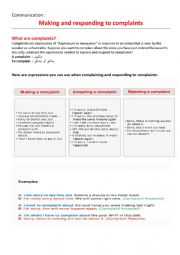 English Worksheet: Making and responding to complaints