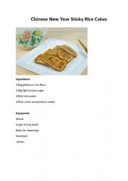 English Worksheet: Chinese New Year Rice Cakes