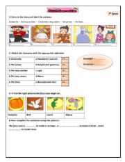 English Worksheet:  fairy tales/ Cinderella (part 1)