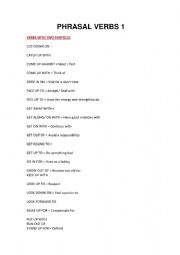 English Worksheet: PHRASAL VERBS ( TWO PARTS)
