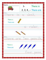 English Worksheet: There is and There are sentence writing