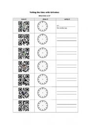 English Worksheet: Telling the time with Qrcodes