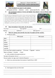 English Worksheet: INVICTUS opening and closing scene