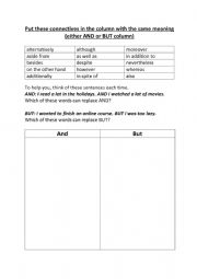 English Worksheet: Connectives synonyms