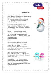 English Worksheet: Christmas carol - Snowman 