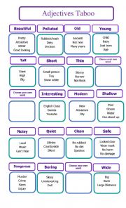 English Worksheet: Adjectives Taboo