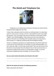 English Worksheet: The Amish and Telephone Use