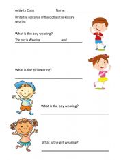 English Worksheet: What are they wearing