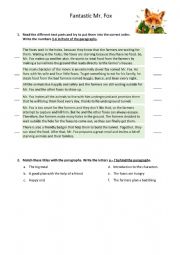English Worksheet: Fantastic Mr Fox Reading Comprehension